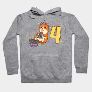 I am 4 with hamster - kids birthday 4 years old Hoodie